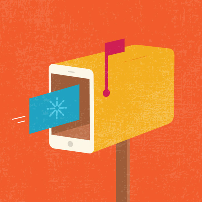 Una ilustración de un buzón con un teléfono en su interior, que proporciona una comunicación y una entrega de mensajes convenientes.